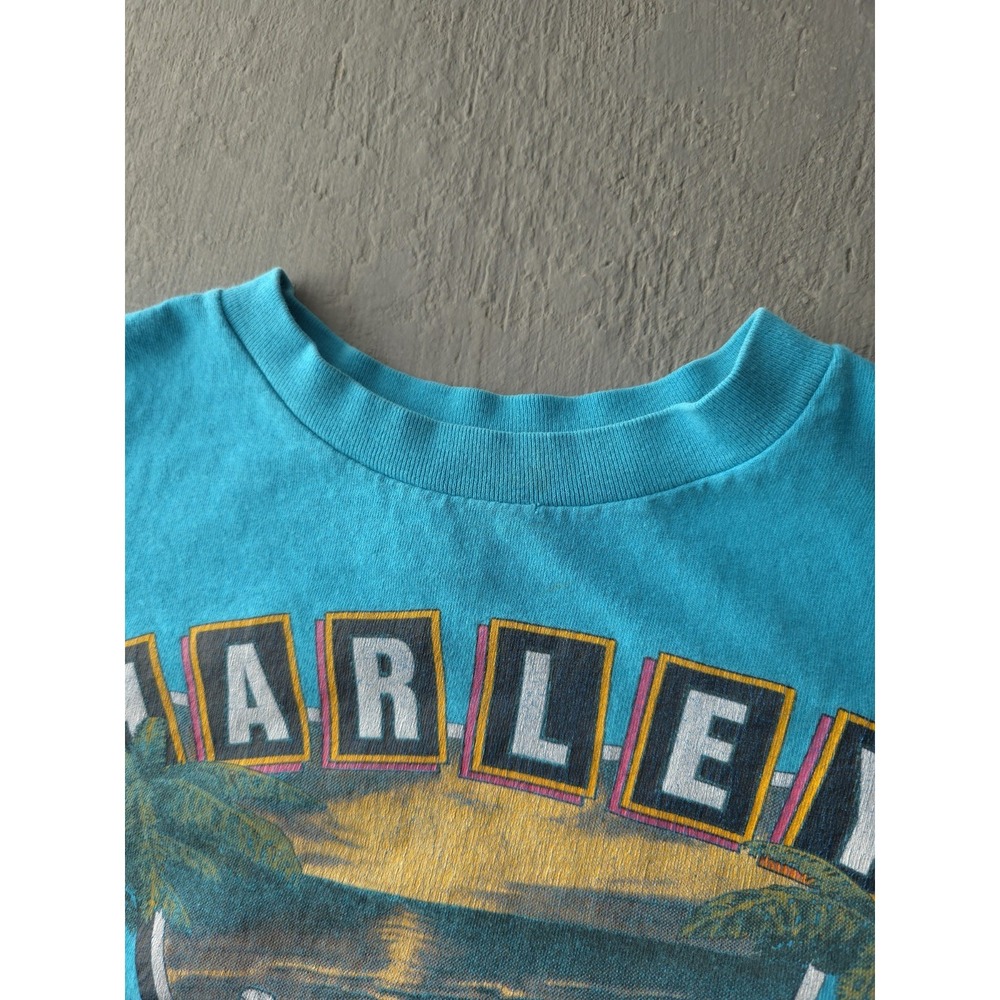 Vintage 1990s Harley-Davidson 3D Emblem Blue Single Stitch T-shirt Ontario M - Picture 5 of 12